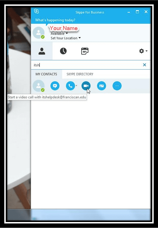 Image displaying where to click for a video call